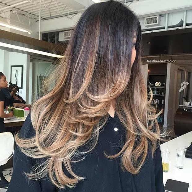 Long layer cut with ombre hair