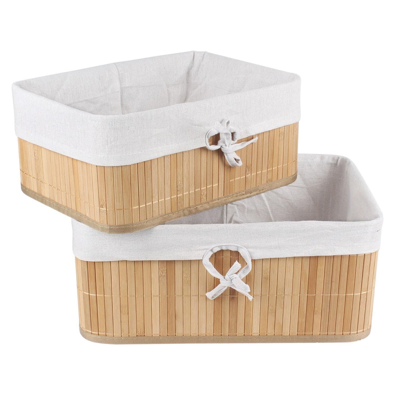 Bamboo Storage Basket Bins Organizer