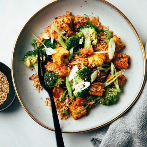 Tempeh and kimchi stir fry 